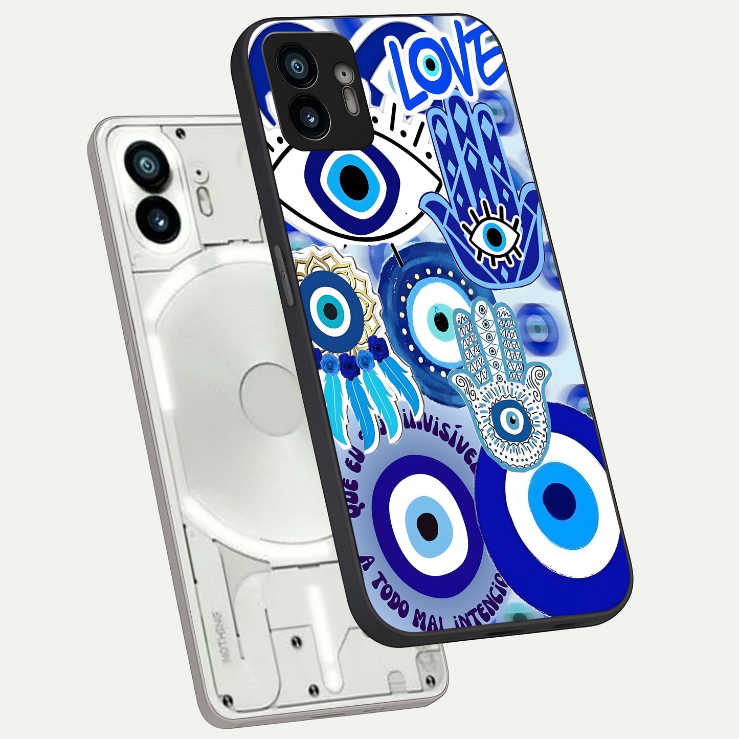  Evil Eyes Dream phone case For Nothing Phone 2 showing premium glass back cover with detailed artwork