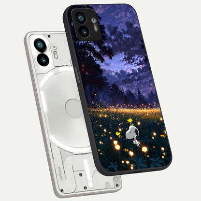  Firefly Meadow Magic phone case For Nothing Phone 2 showing premium glass back cover with detailed artwork