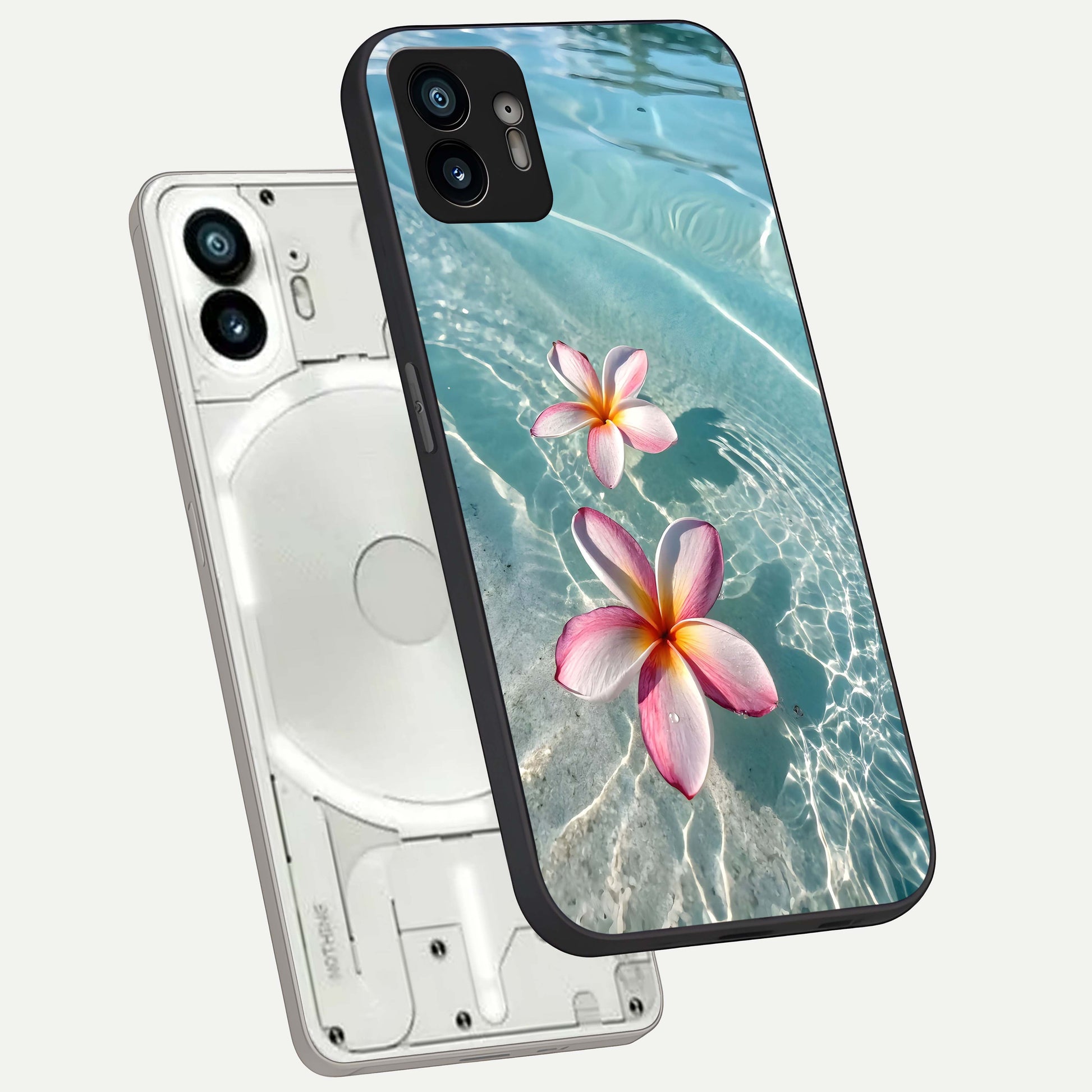  Floating Bloom Bliss phone case For Nothing Phone 2 showing premium glass back cover with detailed artwork