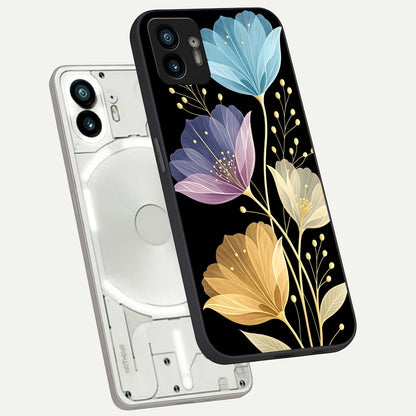  Flower Bloom Glow phone case For Nothing Phone 2 showing premium glass back cover with detailed artwork