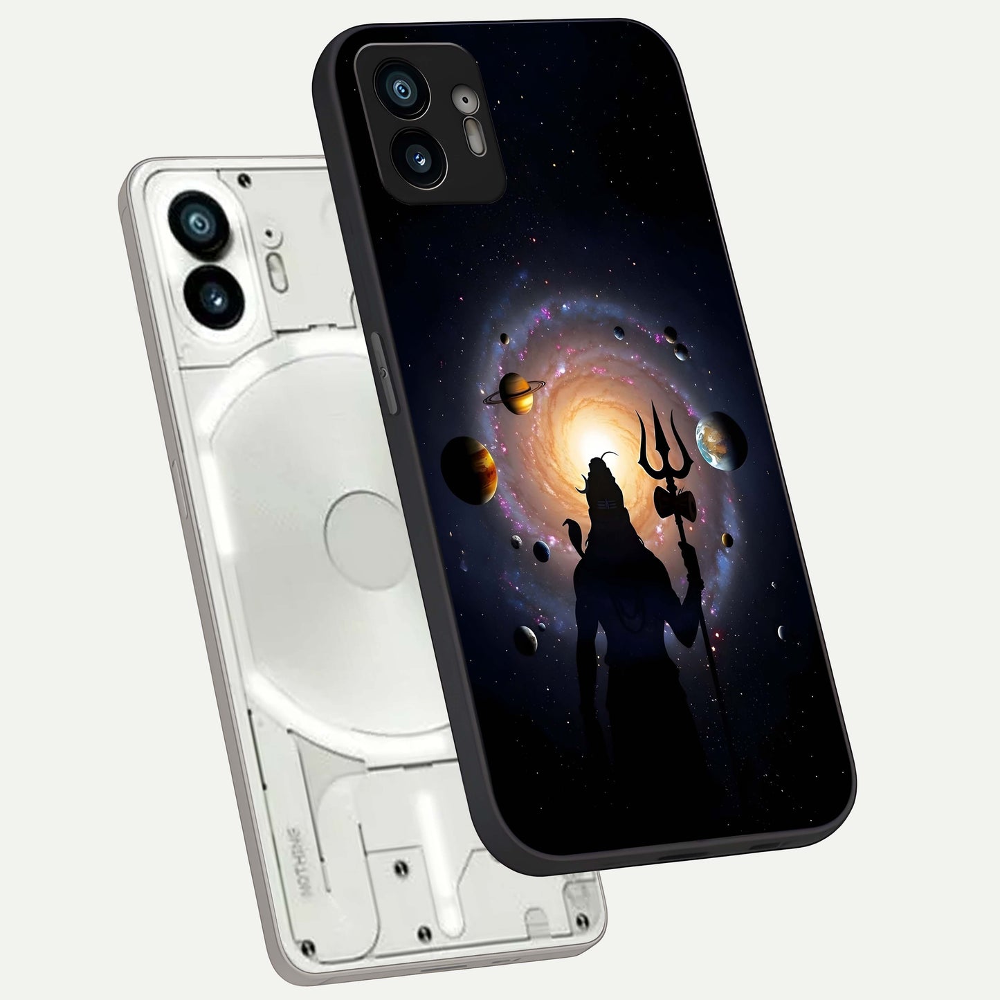  Galactic Shiva Vision phone case For Nothing Phone 2 showing premium glass back cover with detailed artwork