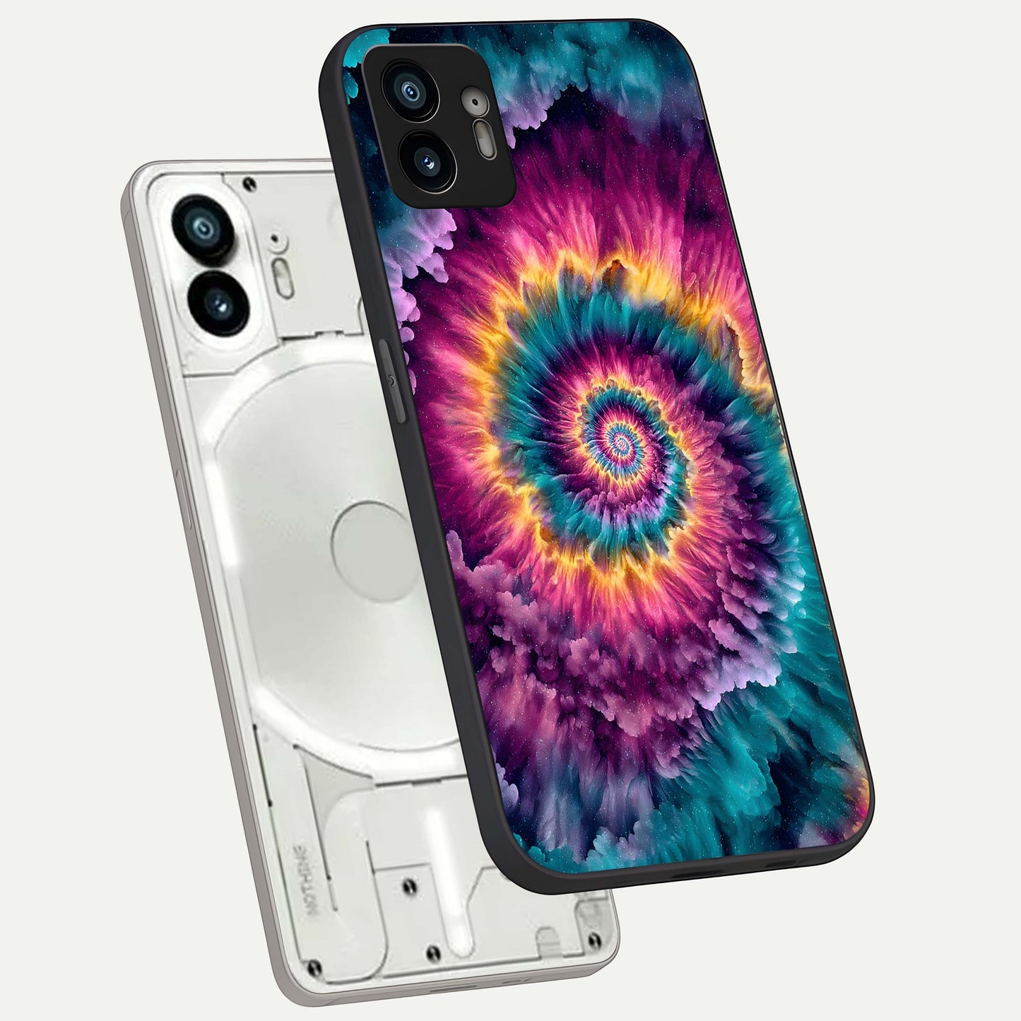  Galactic Spiral Burst phone case For Nothing Phone 2 showing premium glass back cover with detailed artwork