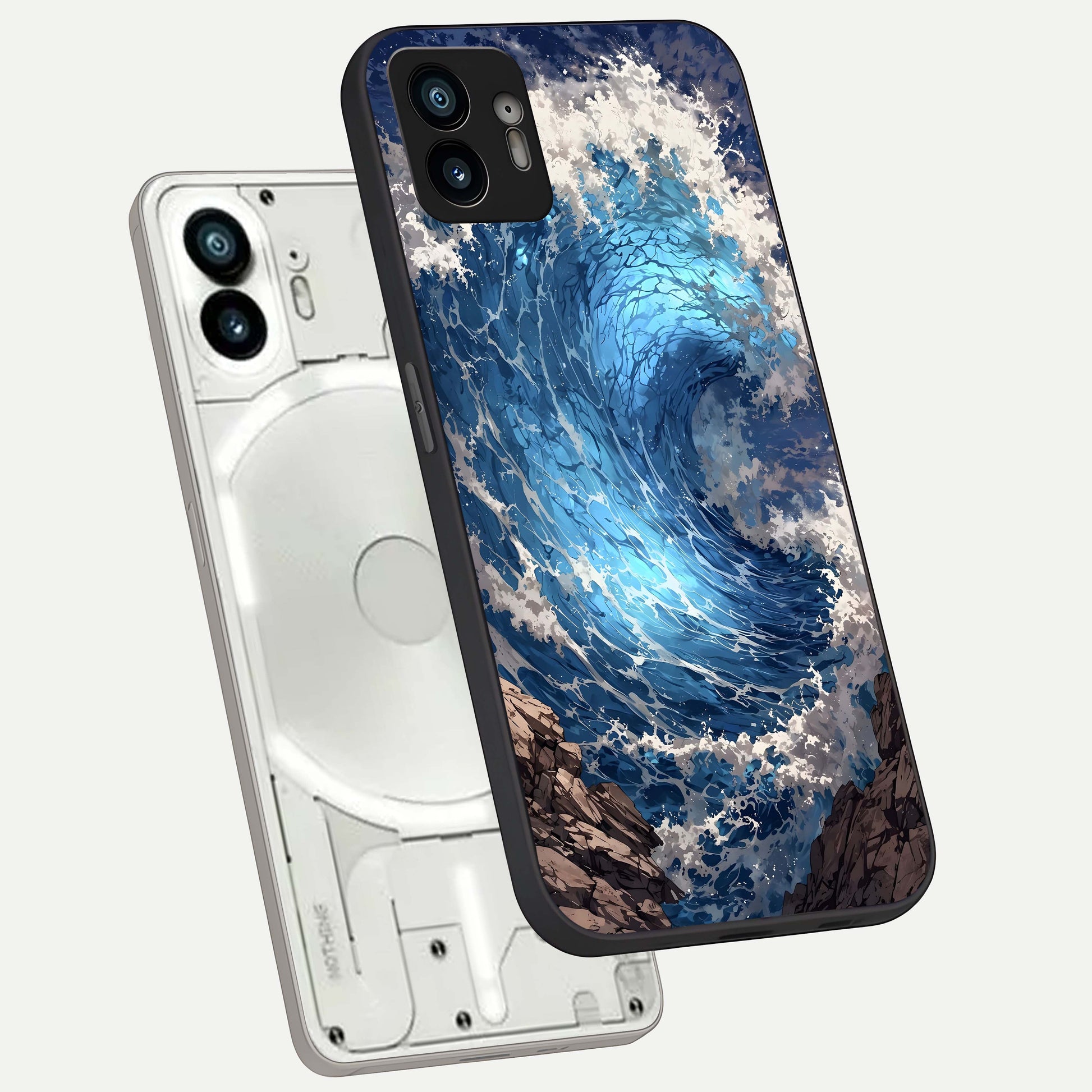  Giant Ocean Wave phone case For Nothing Phone 2 showing premium glass back cover with detailed artwork