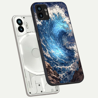  Giant Ocean Wave phone case For Nothing Phone 2 showing premium glass back cover with detailed artwork