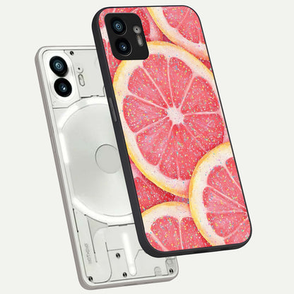  Glitter Grapefruit phone case For Nothing Phone 2 showing premium glass back cover with detailed artwork