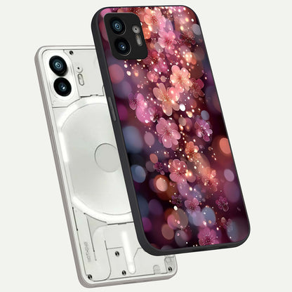  Glowing Petal Bliss phone case For Nothing Phone 2 showing premium glass back cover with detailed artwork