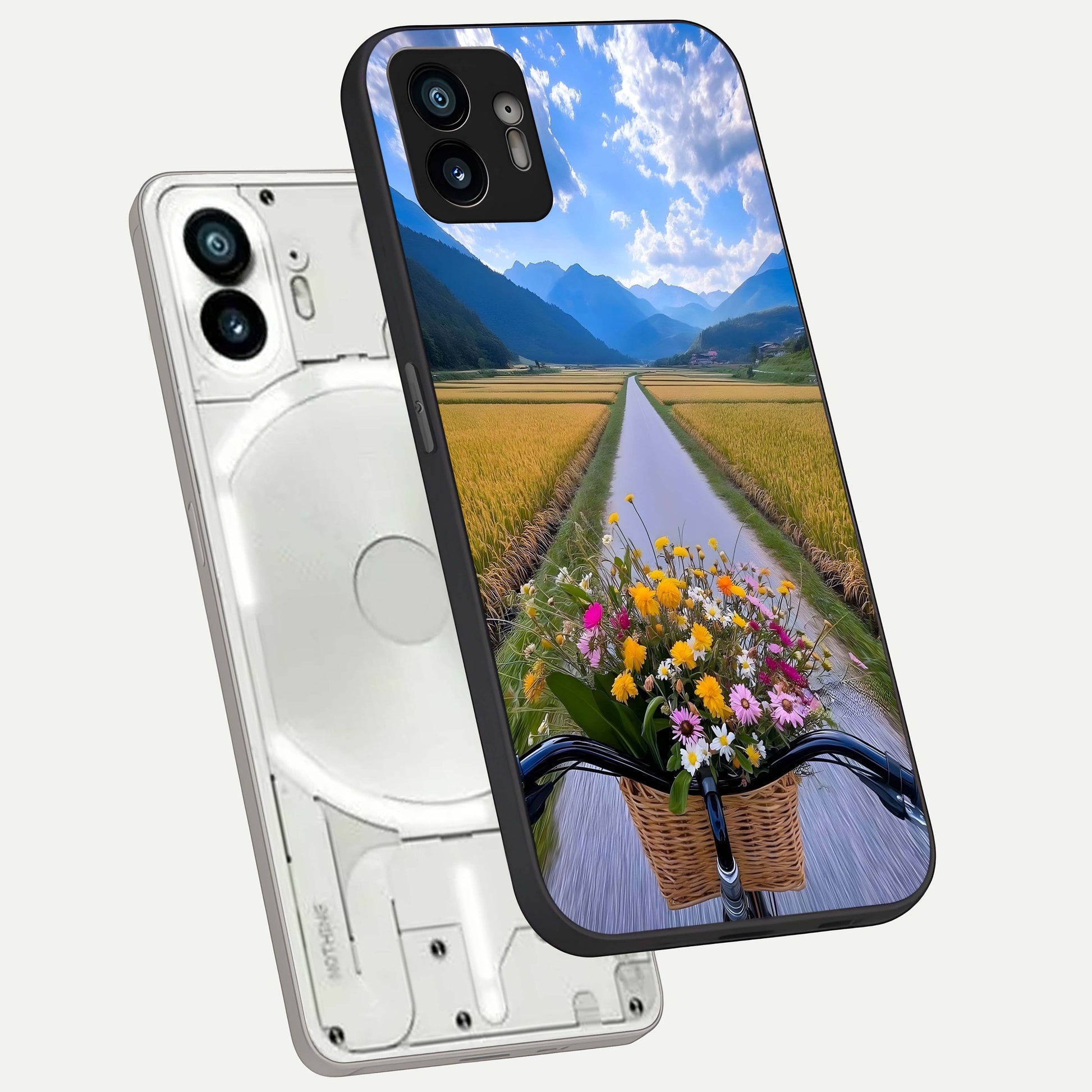  Golden Field Journey phone case For Nothing Phone 2 showing premium glass back cover with detailed artwork