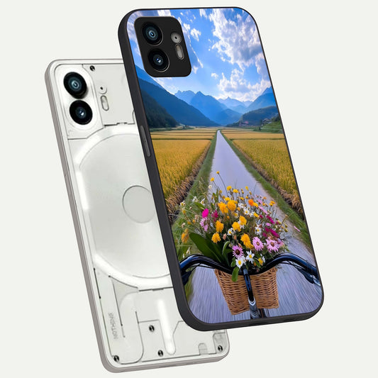  Golden Field Journey phone case For Nothing Phone 2 showing premium glass back cover with detailed artwork