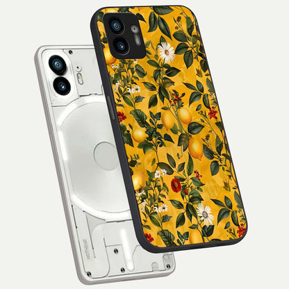  Golden Lemon Field phone case For Nothing Phone 2 showing premium glass back cover with detailed artwork