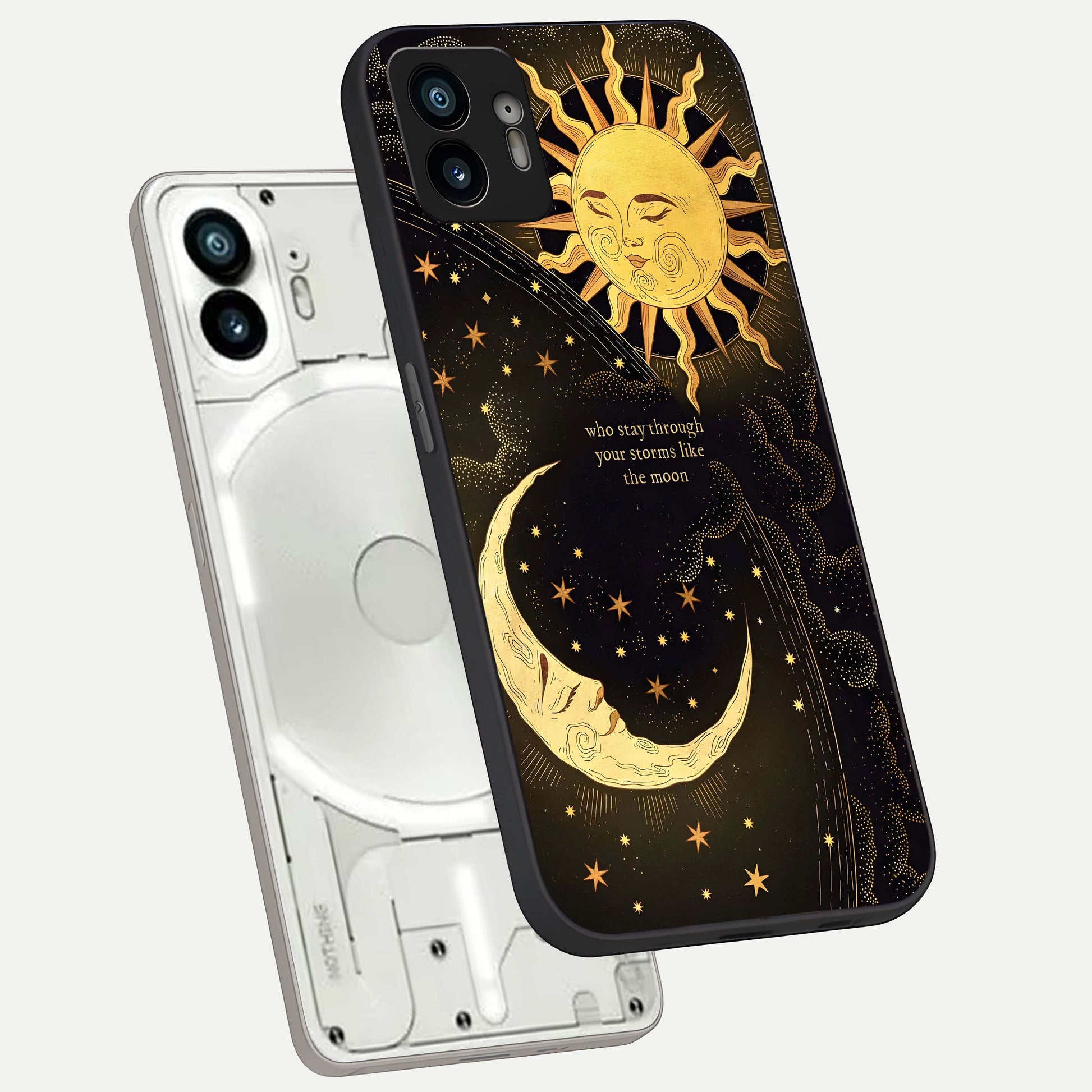  Golden Lunar Love phone case For Nothing Phone 2 showing premium glass back cover with detailed artwork