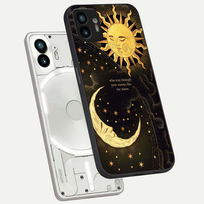  Golden Lunar Love phone case For Nothing Phone 2 showing premium glass back cover with detailed artwork