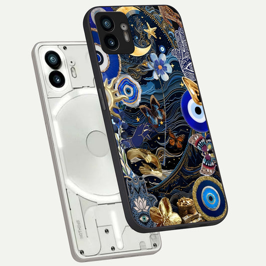 Golden Moon Magic phone case For Nothing Phone 2 showing premium glass back cover with detailed artwork