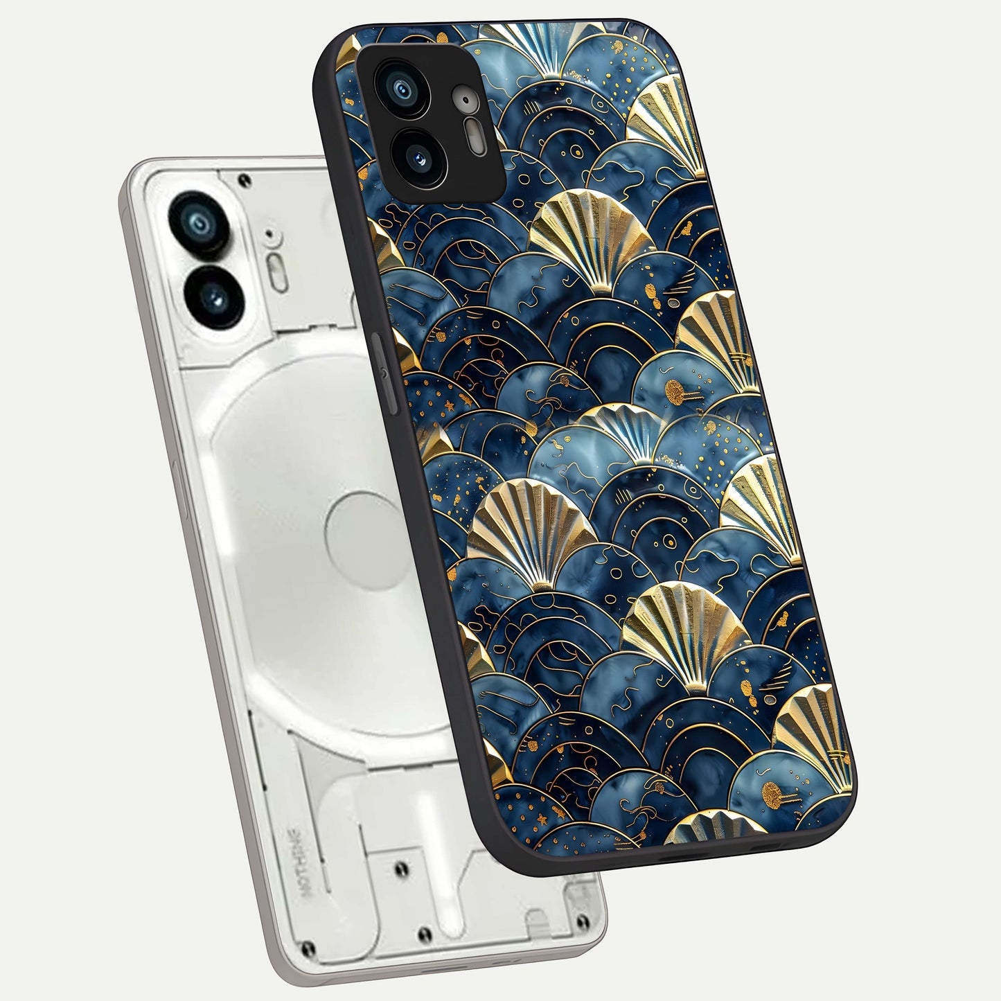  Golden Wave Luxe phone case For Nothing Phone 2 showing premium glass back cover with detailed artwork