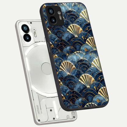  Golden Wave Luxe phone case For Nothing Phone 2 showing premium glass back cover with detailed artwork