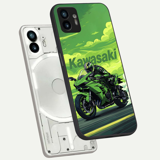  Green Moon Energy phone case For Nothing Phone 2 showing premium glass back cover with detailed artwork