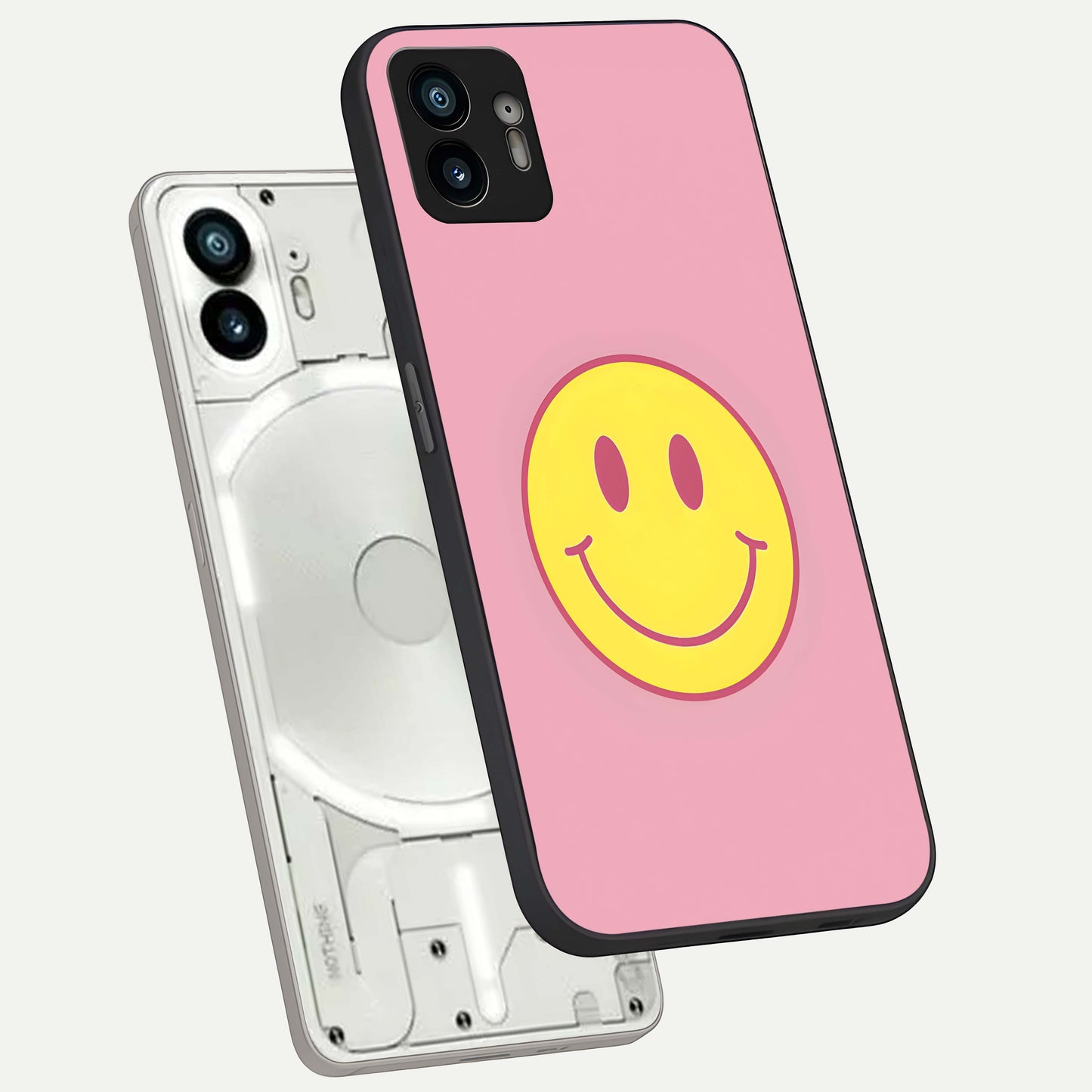  Happy Pink Mood phone case For Nothing Phone 2 showing premium glass back cover with detailed artwork