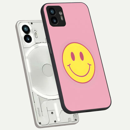  Happy Pink Mood phone case For Nothing Phone 2 showing premium glass back cover with detailed artwork