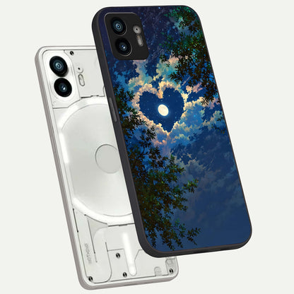  Heart With Moon Sky phone case For Nothing Phone 2 showing premium glass back cover with detailed artwork