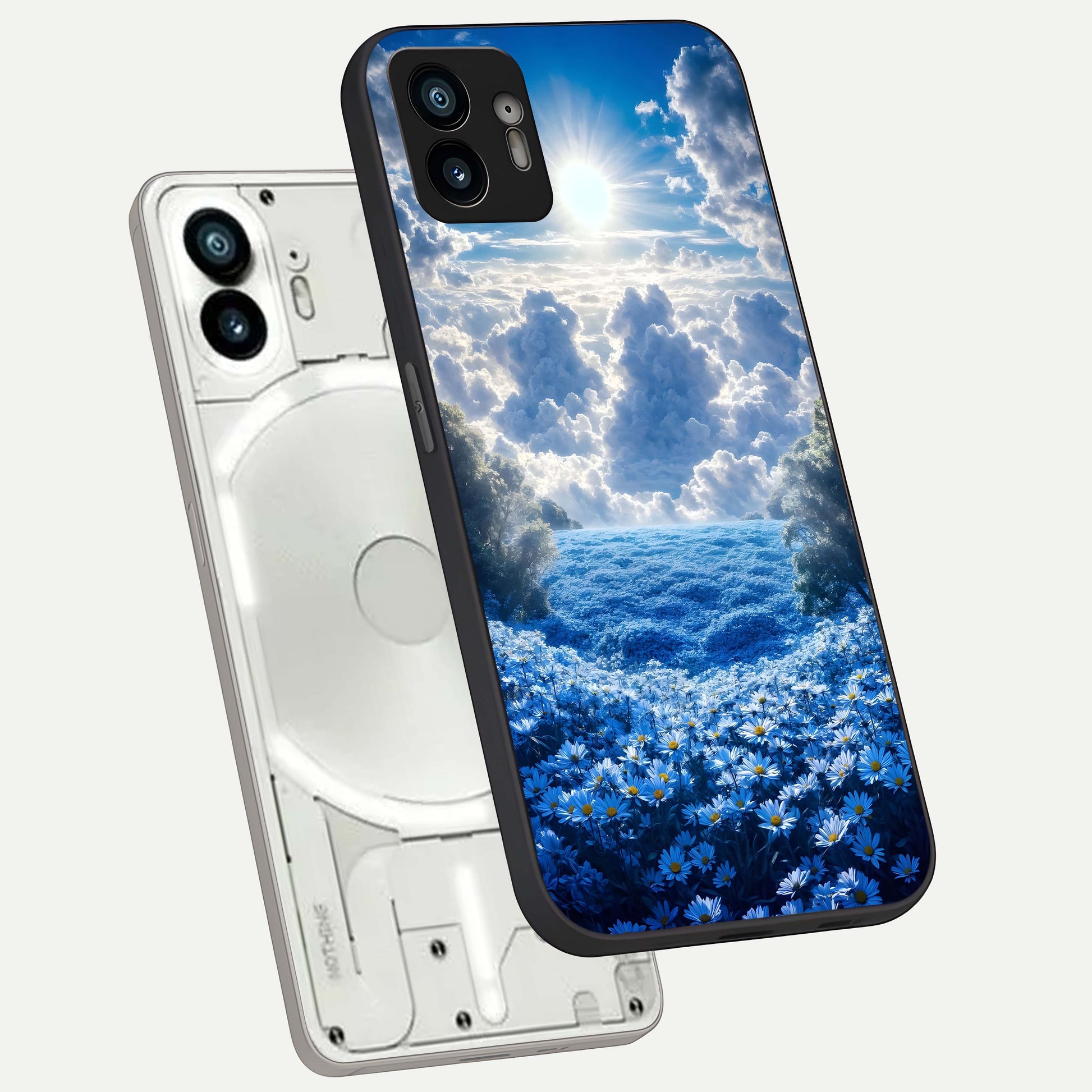 Heavenly Daisy Horizon phone case For Nothing Phone 2 showing premium glass back cover with detailed artwork