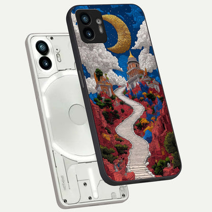  Heavenly Moon Path phone case For Nothing Phone 2 showing premium glass back cover with detailed artwork