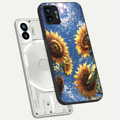  Heavenly Sunflower Rise phone case For Nothing Phone 2 showing premium glass back cover with detailed artwork
