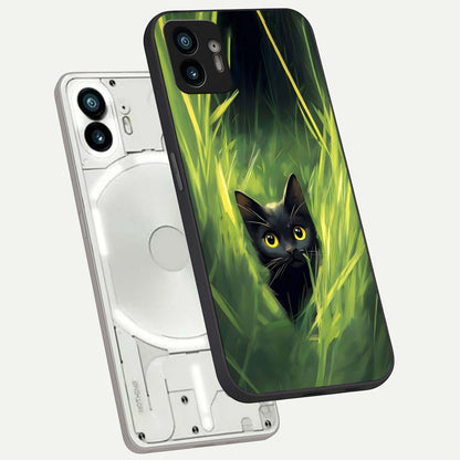  Hidden Cat Whisper phone case For Nothing Phone 2 showing premium glass back cover with detailed artwork