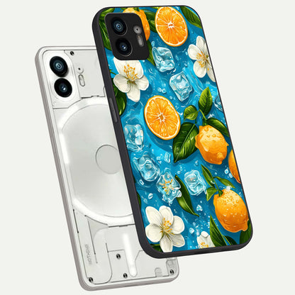  Ice Cube With Orange phone case For Nothing Phone 2 showing premium glass back cover with detailed artwork