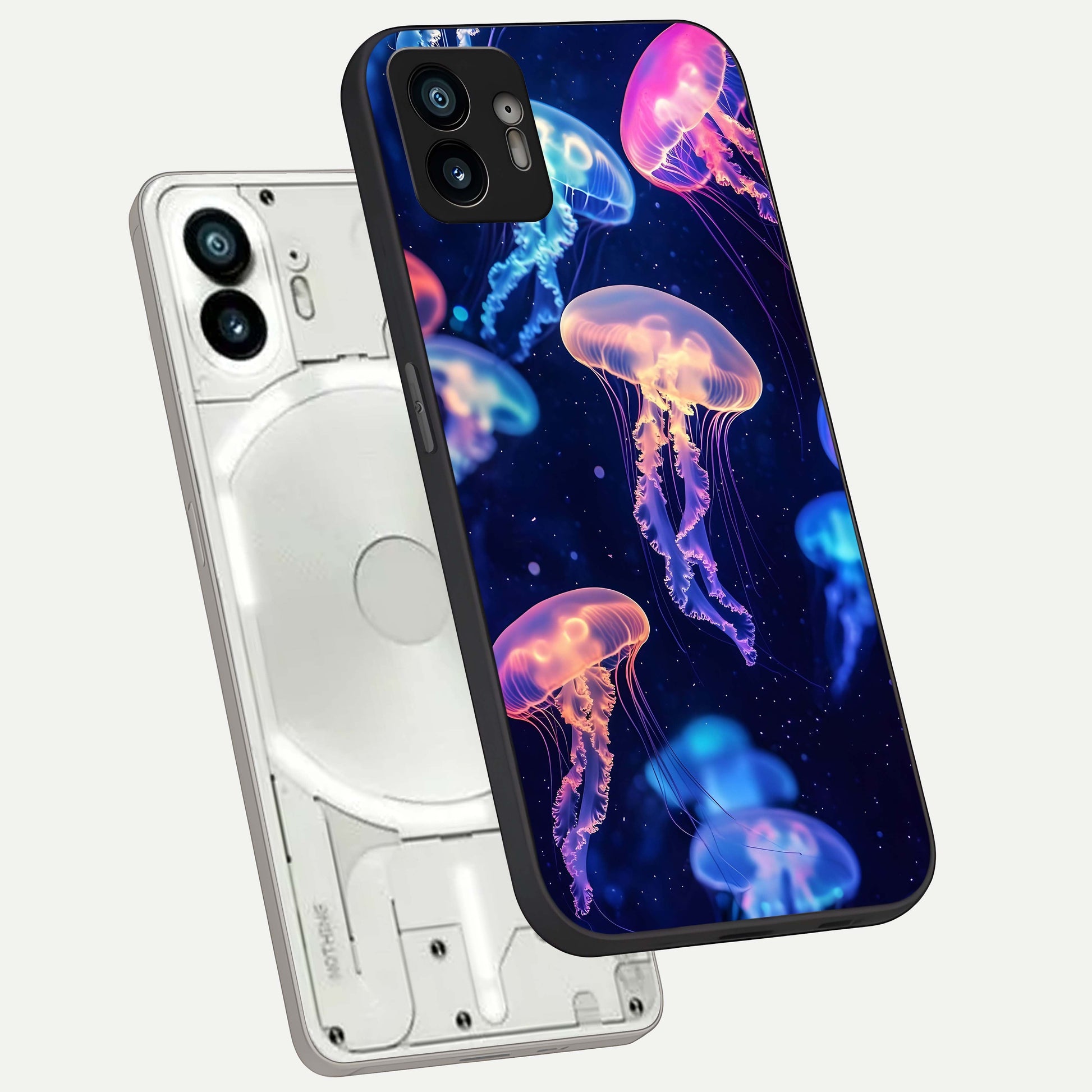  Jellyfish Pattern phone case For Nothing Phone 2 showing premium glass back cover with detailed artwork