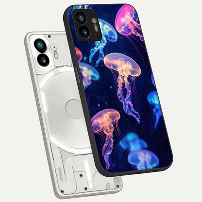  Jellyfish Pattern phone case For Nothing Phone 2 showing premium glass back cover with detailed artwork