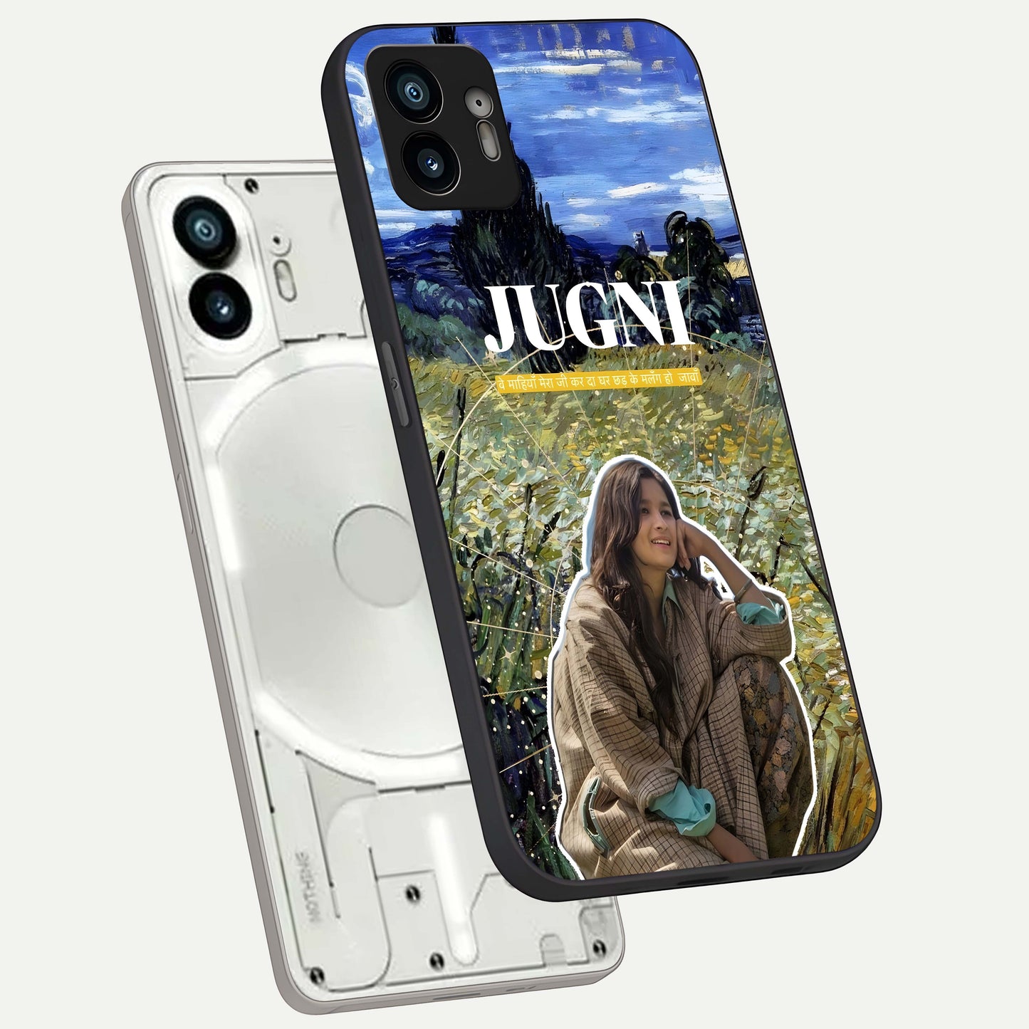  Jugni Soul Vibes phone case For Nothing Phone 2 showing premium glass back cover with detailed artwork