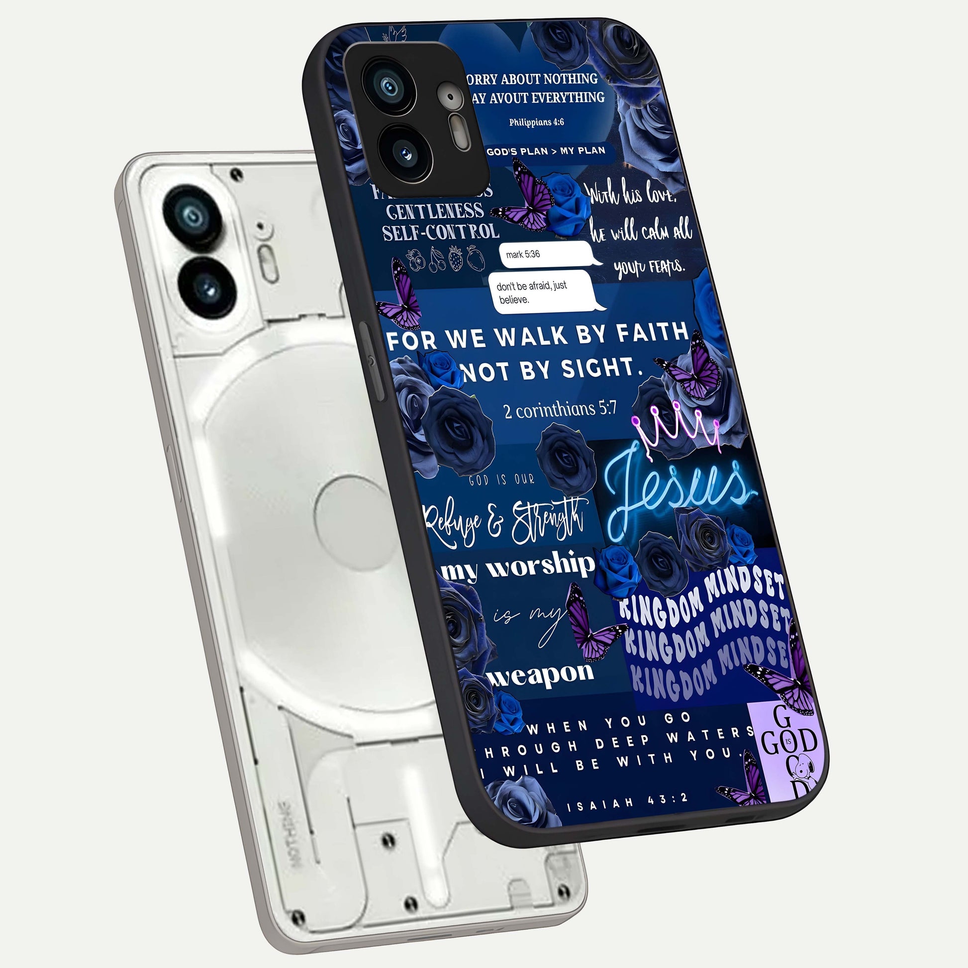 Kingdom Faith Glow phone case For Nothing Phone 2 showing premium glass back cover with detailed artwork