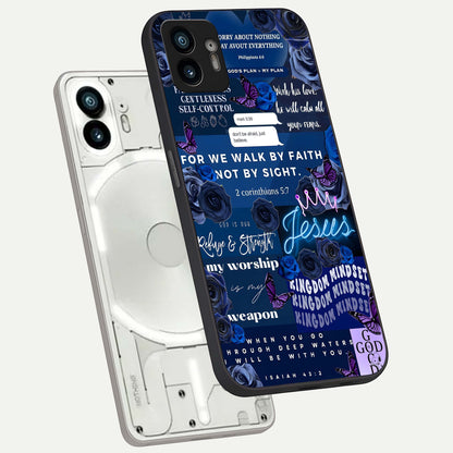  Kingdom Faith Glow phone case For Nothing Phone 2 showing premium glass back cover with detailed artwork