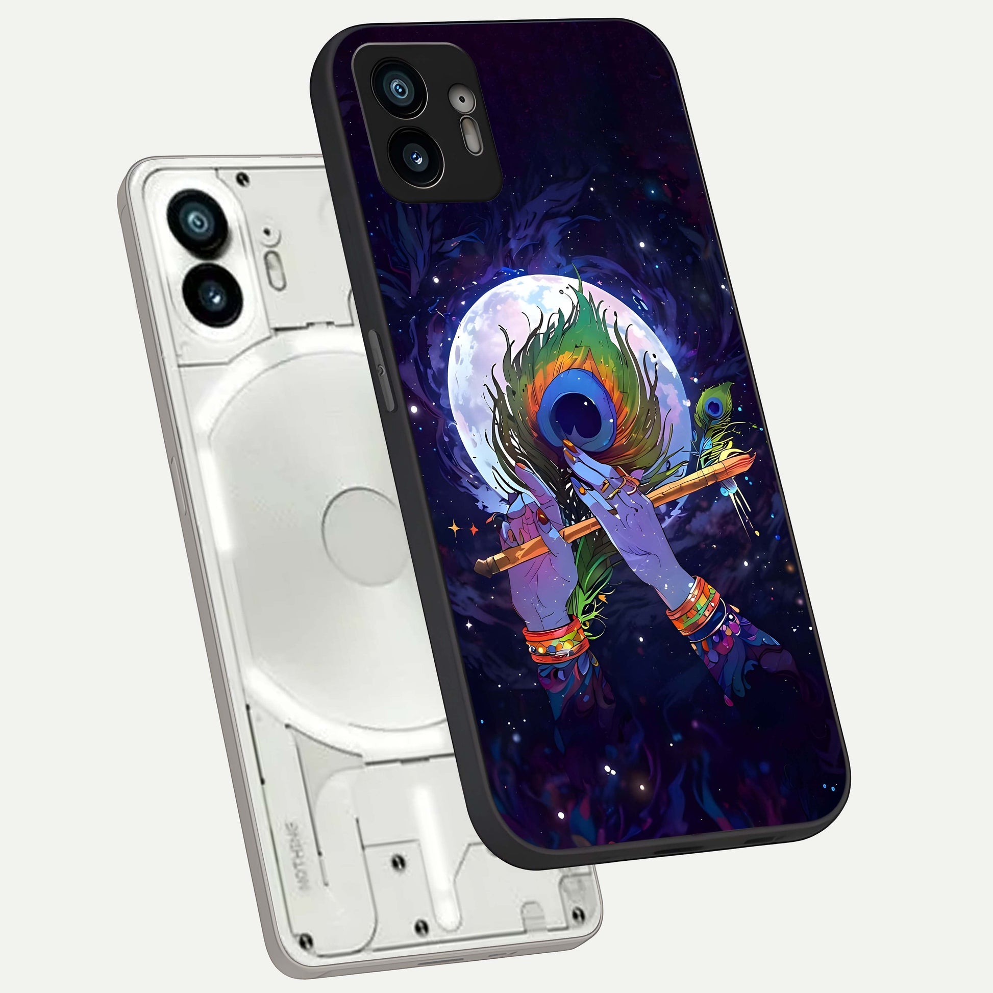  Krishna Hands Art phone case For Nothing Phone 2 showing premium glass back cover with detailed artwork