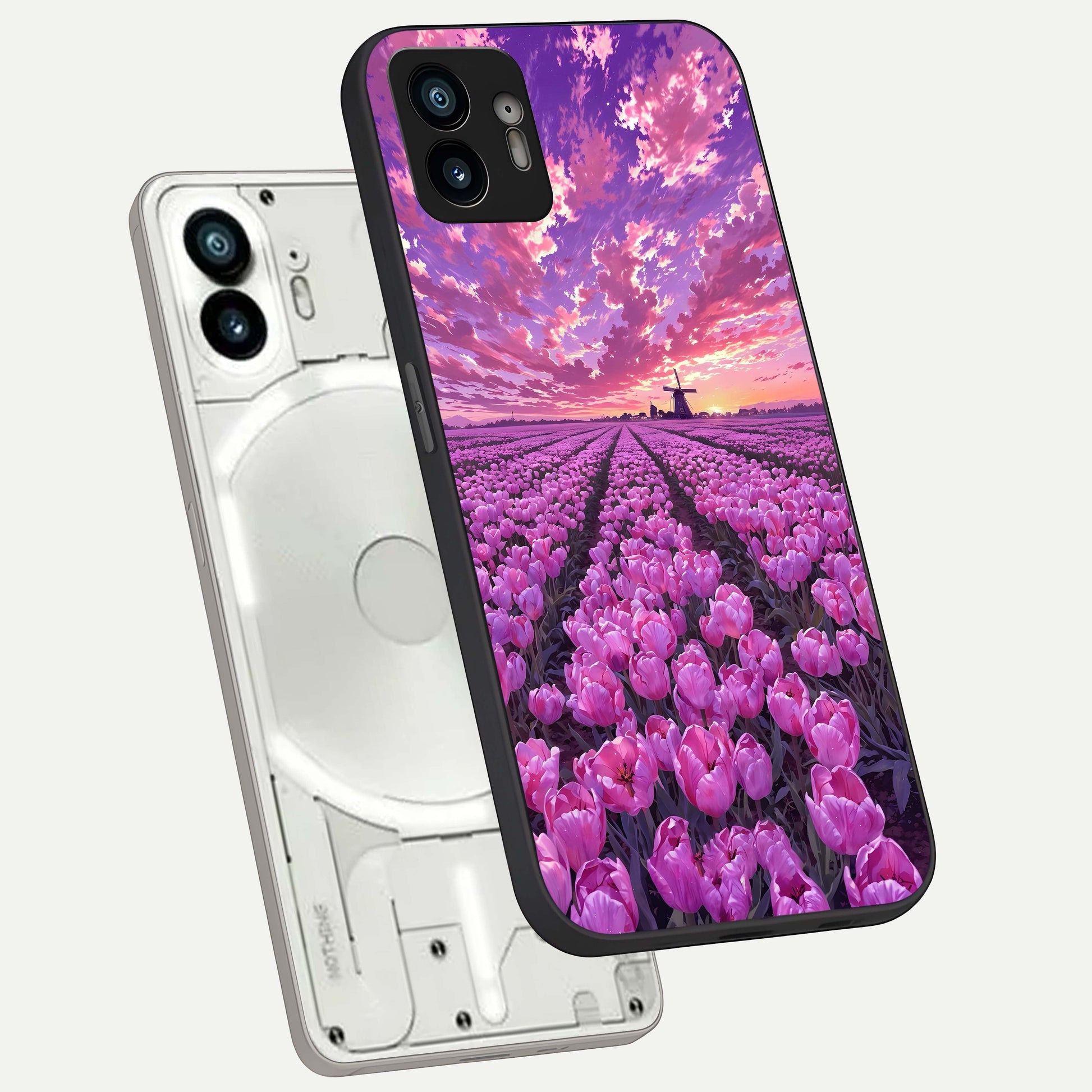 Lavender Dream Skies phone case For Nothing Phone 2 showing premium glass back cover with detailed artwork