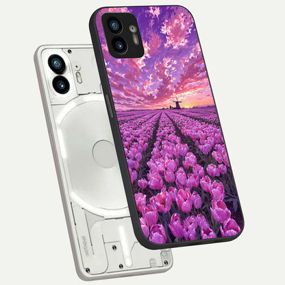  Lavender Dream Skies phone case For Nothing Phone 2 showing premium glass back cover with detailed artwork