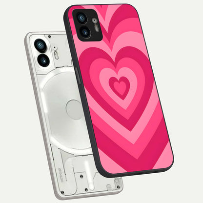  Layered Love Hearts phone case For Nothing Phone 2 showing premium glass back cover with detailed artwork