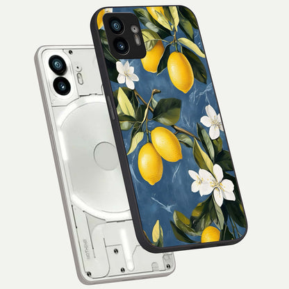  Lemon Dream Garden phone case For Nothing Phone 2 showing premium glass back cover with detailed artwork