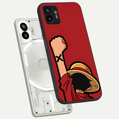  Luffy X Spirit phone case For Nothing Phone 2 showing premium glass back cover with detailed artwork