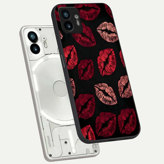  Midnight Kiss Love phone case For Nothing Phone 2 showing premium glass back cover with detailed artwork