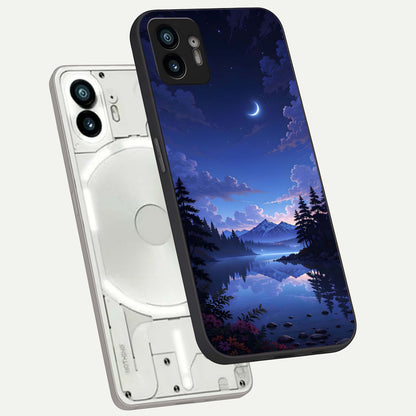  Midnight Lake Peace phone case For Nothing Phone 2 showing premium glass back cover with detailed artwork