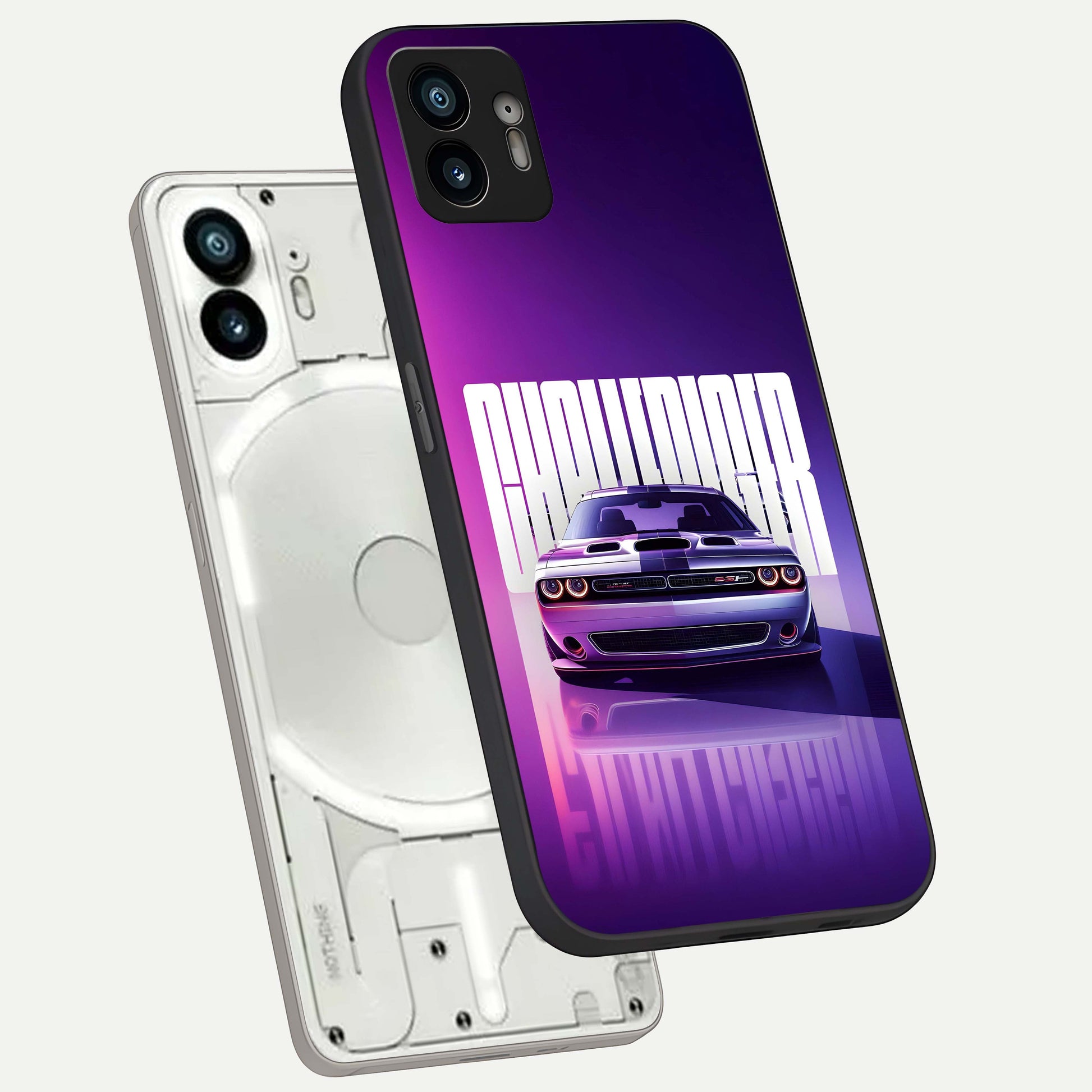  Midnight Muscle Ride phone case For Nothing Phone 2 showing premium glass back cover with detailed artwork