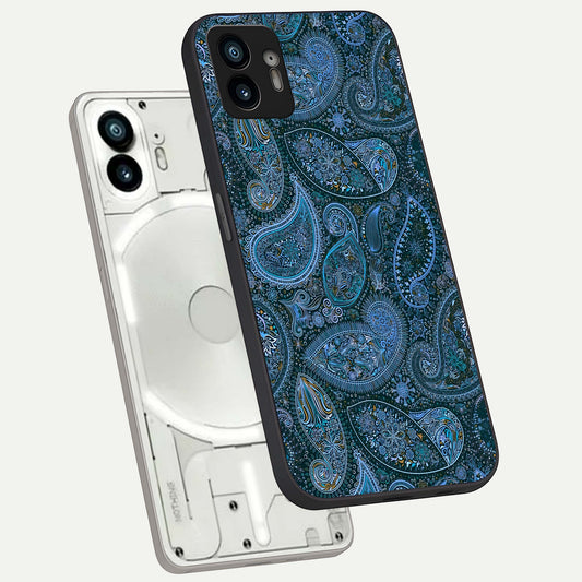  Midnight Paisley Glow phone case For Nothing Phone 2 showing premium glass back cover with detailed artwork
