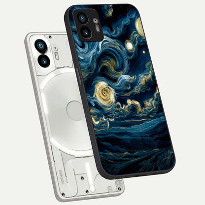  Midnight Sky Whirl phone case For Nothing Phone 2 showing premium glass back cover with detailed artwork