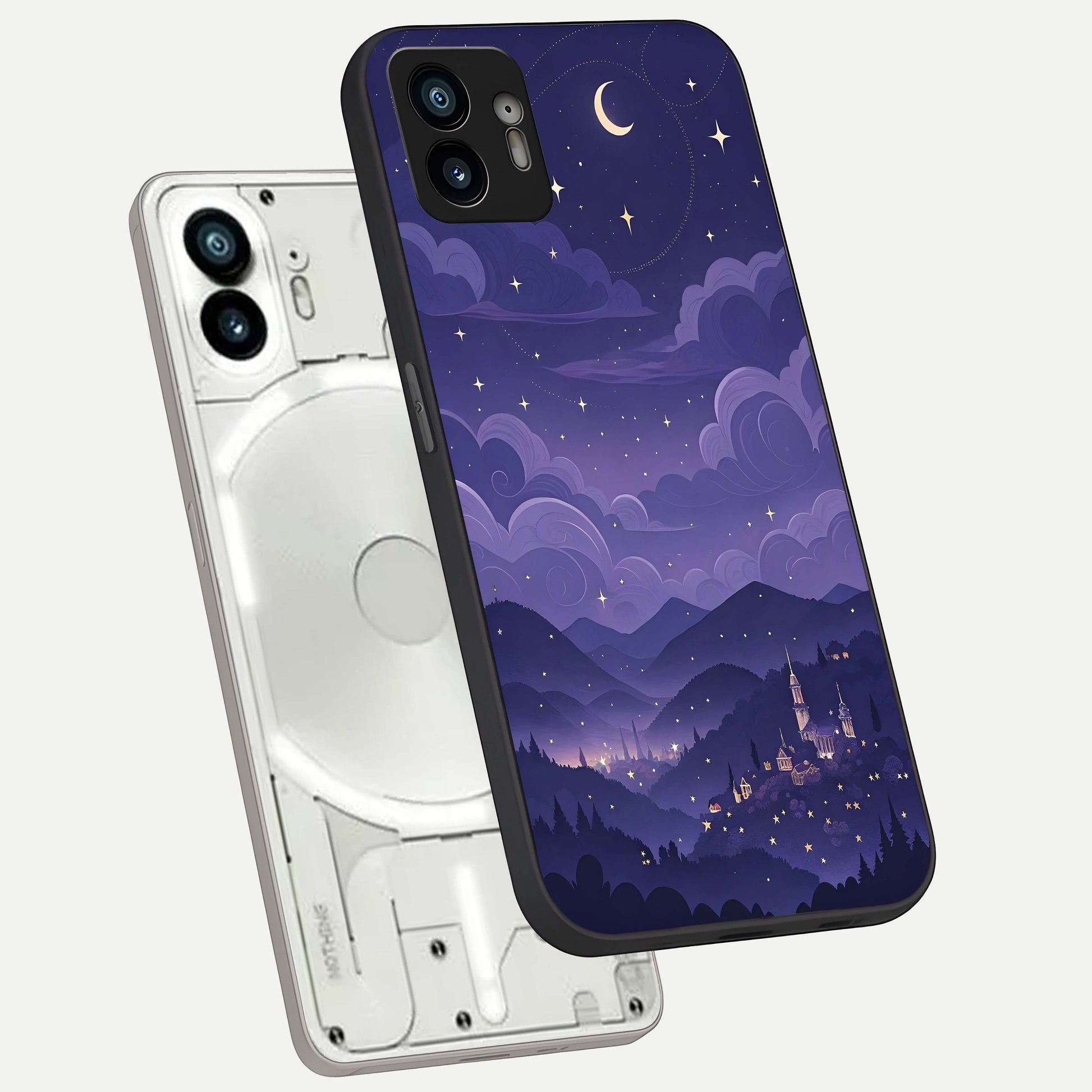  Minimal Night View phone case For Nothing Phone 2 showing premium glass back cover with detailed artwork