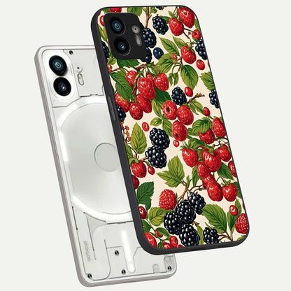  Mixed Berry Collage phone case For Nothing Phone 2 showing premium glass back cover with detailed artwork