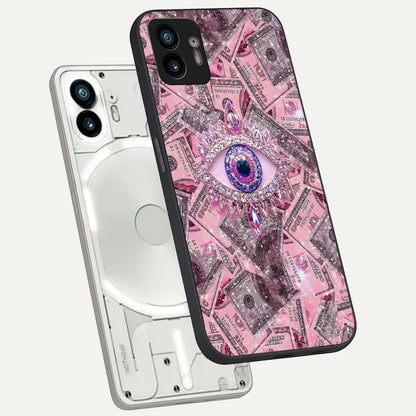  Money Eye Luxe phone case For Nothing Phone 2 showing premium glass back cover with detailed artwork