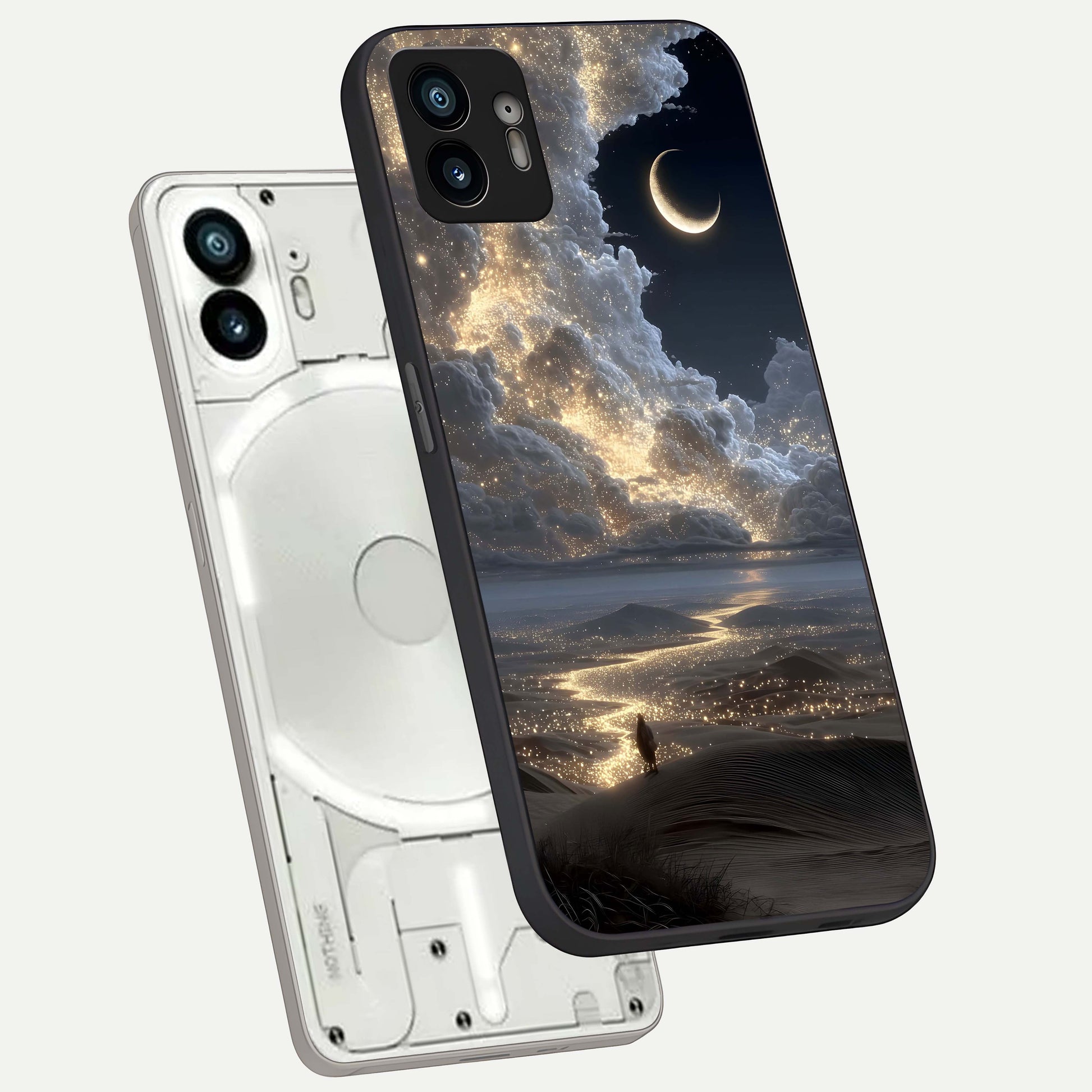  Moonlight Spark Path phone case For Nothing Phone 2 showing premium glass back cover with detailed artwork