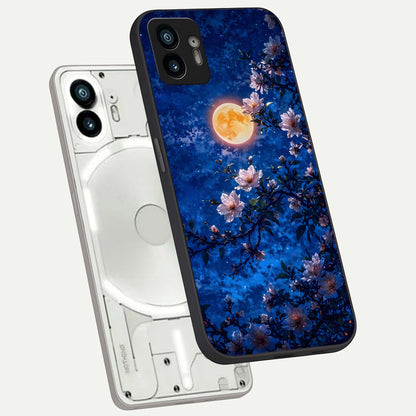  Moonlit Blossoms Night phone case For Nothing Phone 2 showing premium glass back cover with detailed artwork