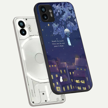  Moonlit Cat Silence phone case For Nothing Phone 2 showing premium glass back cover with detailed artwork