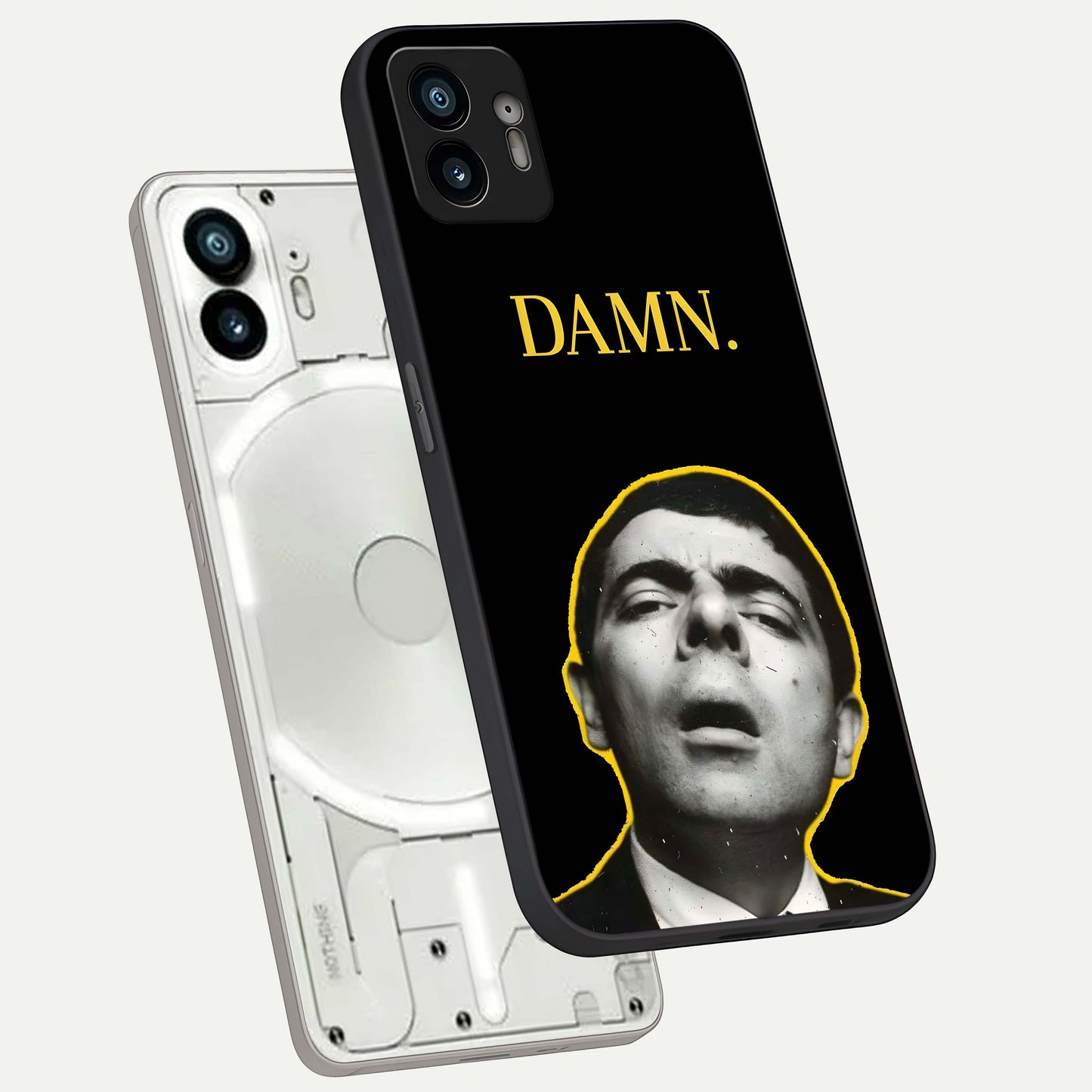  Mr Bean Damn phone case For Nothing Phone 2 showing premium glass back cover with detailed artwork